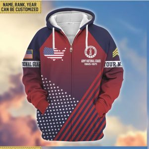 Personalized Army National Guard Proudly Served Red Blue 3D Hoodie
