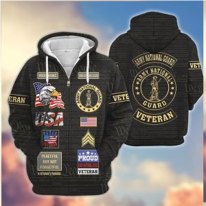 Personalized Army National Guard Veteran Gold Emblem 3D Zip Hoodie