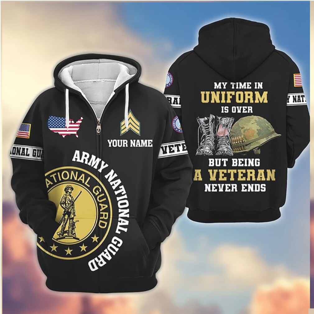 Personalized Army National Guard Veteran Never Ends 3D Zip Hoodie Personalized Army National Guard Veteran Never Ends 3D Zip Hoodie