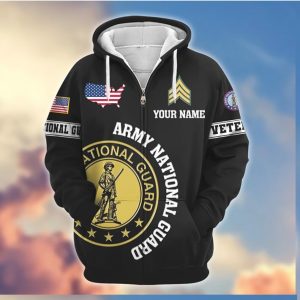 Personalized Army National Guard Veteran Never Ends 3D Zip Hoodie