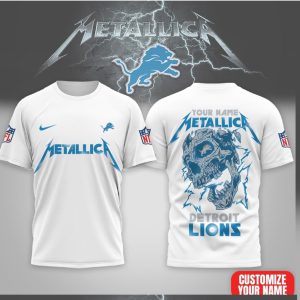 Personalized Detroit Lions x Metallica Skull Custom Name Shirt