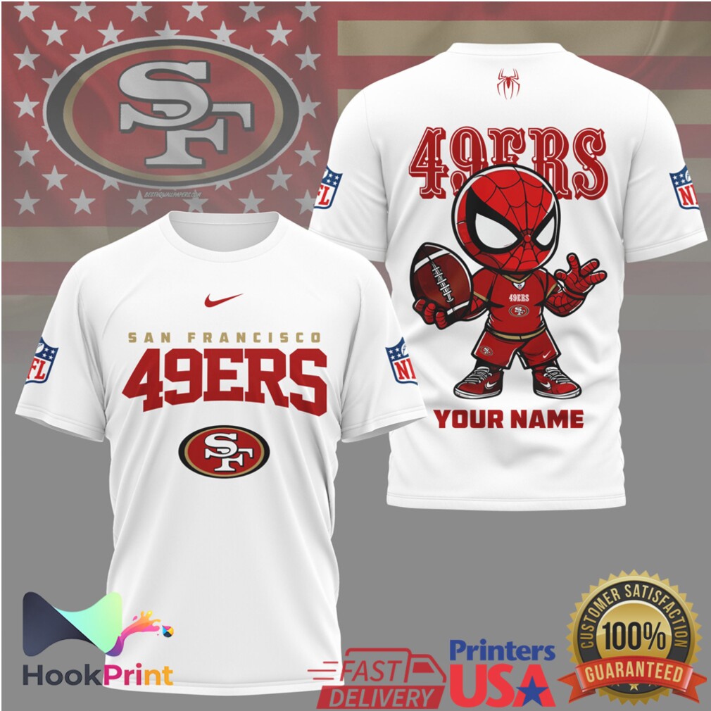 Personalized Spider Man San Francisco 49ers NFL Fan T Shirt Personalized Spider Man San Francisco 49ers NFL Fan T Shirt