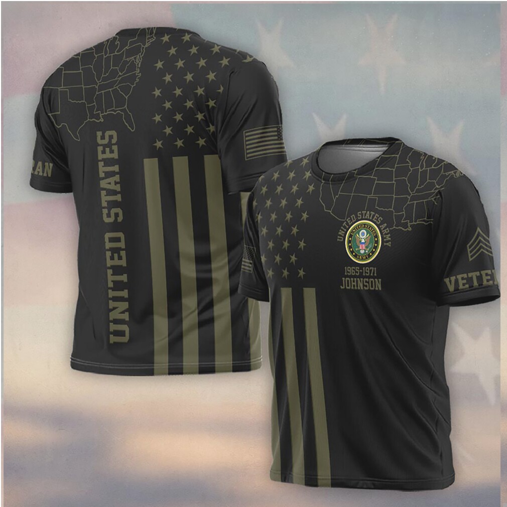 Personalized U.S. Army Veteran Olive Drab Flag Map T Shirt Personalized U.S. Army Veteran Olive Drab Flag Map T Shirt