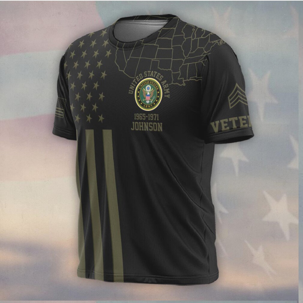 Personalized U.S. Army Veteran Olive Drab Flag Map T Shirt Personalized U.S. Army Veteran Olive Drab Flag Map T Shirt