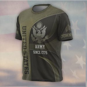 Personalized US Army Emblem Olive Mesh T Shirt