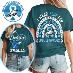 Philadelphia Eagles Diabetes Awareness I Wear Blue For Rainbow Midnight Green T Shirt Philadelphia Eagles Diabetes Awareness I Wear Blue For Rainbow Midnight Green T Shirt