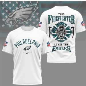 Philadelphia Eagles Firefighter This Firefighter Loves The Eagles Midnight Green Hero T Shirt