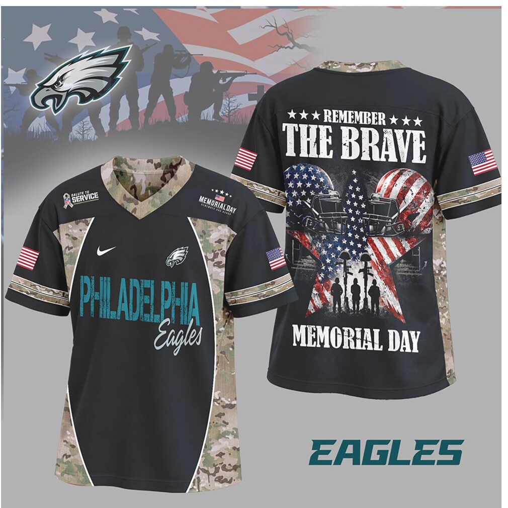 Philadelphia Eagles Memorial Day Salute to Service Camo Remember The Brave NFL Shirt Philadelphia Eagles Memorial Day Salute to Service Camo Remember The Brave NFL Shirt