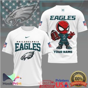 Philadelphia Eagles Spider Man Custom Name Mascot NFL Football T Shirt