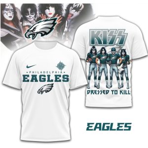 Philadelphia Eagles x KISS Dressed To Kill Rock Band NFL Fan T Shirt