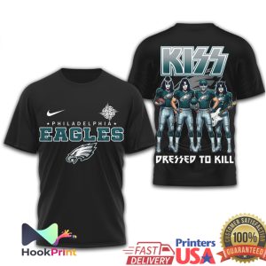 Philadelphia Eagles x KISS Rock Band Dressed To Kill T Shirt