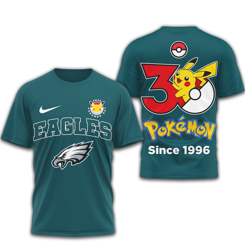 Philadelphia Eagles x Pokemon Pikachu 30th Anniversary T Shirt Philadelphia Eagles x Pokemon Pikachu 30th Anniversary T Shirt