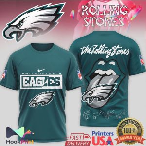 Philadelphia Eagles x Rolling Stones Midnight Green Rock T Shirt Philadelphia Eagles x Rolling Stones Midnight Green Rock T Shirt
