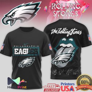 Philadelphia Eagles x Rolling Stones Midnight Green Rock T Shirt