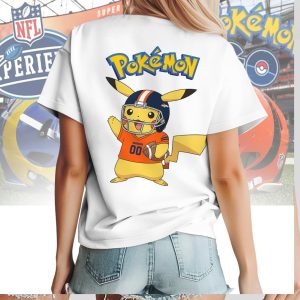 Pikachu Denver Broncos NFL Football White T Shirt Pikachu Denver Broncos NFL Football White T Shirt