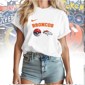 Pikachu Denver Broncos NFL Football White T Shirt