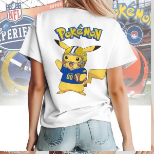 Pikachu Los Angeles Rams NFL Football Mashup White T Shirt Pikachu Los Angeles Rams NFL Football Mashup White T Shirt