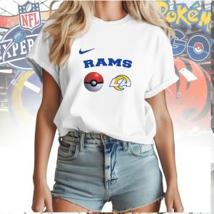 Pikachu Los Angeles Rams NFL Football Mashup White T Shirt