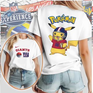 Pikachu Pokémon x New York Giants NFL Football T Shirt