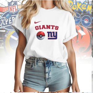 Pikachu Pokémon x New York Giants NFL Football T Shirt