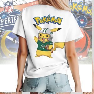 Pikachu Pokémon x New York Jets NFL Football T Shirt Pikachu Pokémon x New York Jets NFL Football T Shirt
