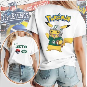 Pikachu Pokémon x New York Jets NFL Football T Shirt