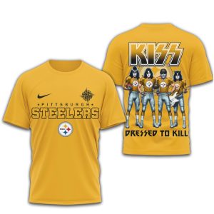 Pittsburgh Slers x KISS Dressed To Kill Rock Band NFL Graphic T Shirt Pittsburgh Slers x KISS Dressed To Kill Rock Band NFL Graphic T Shirt