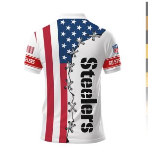 Pittsburgh Steelers American Flag Laced Style Polo Shirt