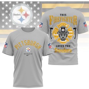 Pittsburgh Steelers Firefighter Graphic This Firefighter Loves The Steelers Black Gold T Shirt