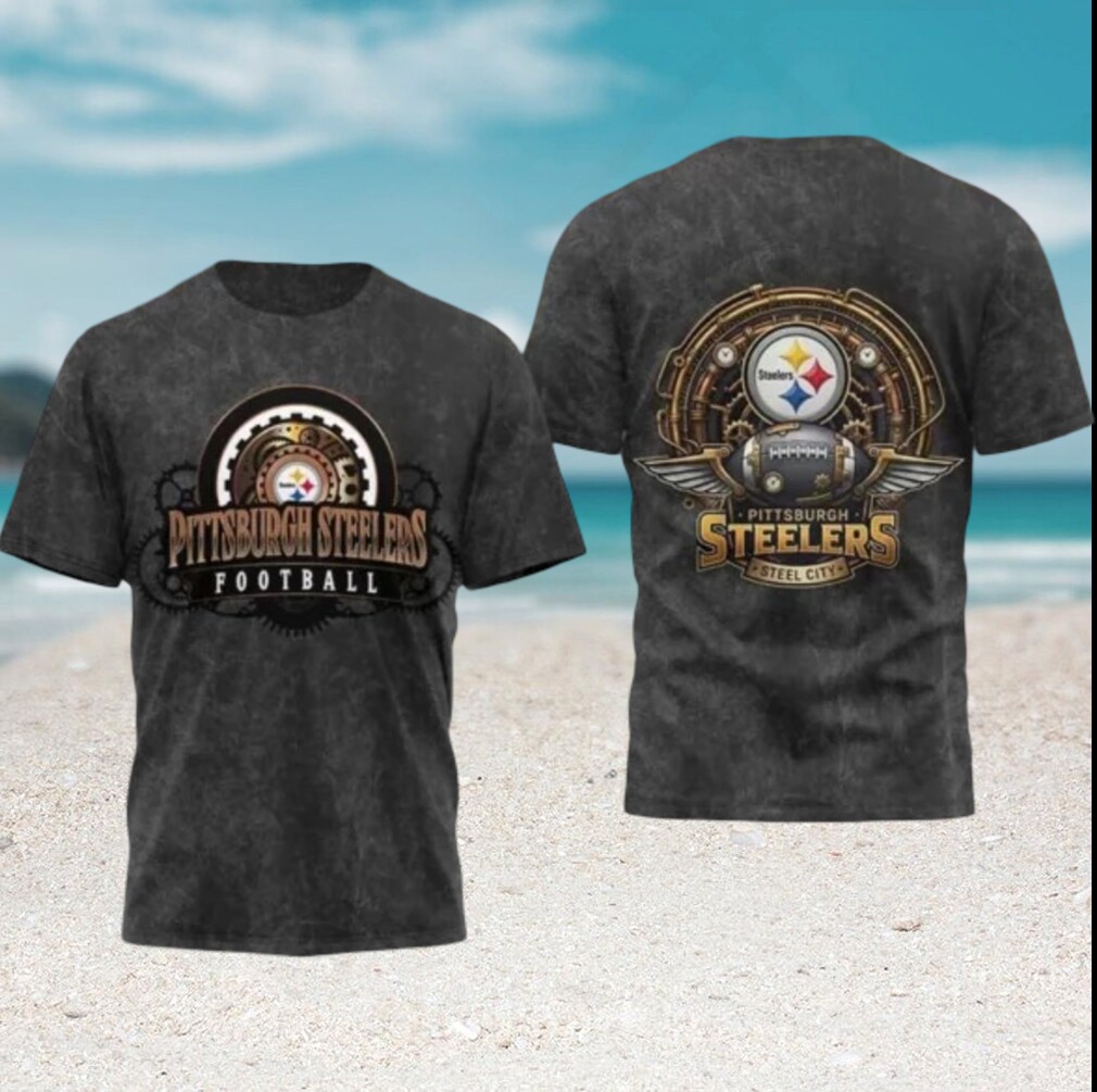 Pittsburgh Steelers Football Steel City Steampunk Design Charcoal Acid Wash T Shirt Pittsburgh Steelers Football Steel City Steampunk Design Charcoal Acid Wash T Shirt