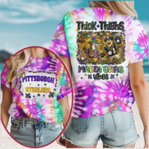 Pittsburgh Steelers Mardi Gras Vibes Thick Thighs NFL T Shirt Pittsburgh Steelers Mardi Gras Vibes Thick Thighs NFL T Shirt
