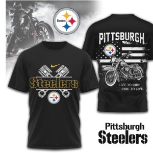 Pittsburgh Steelers Motorcycle Club Vintage Biker Flag Black Gold Steel City T Shirt