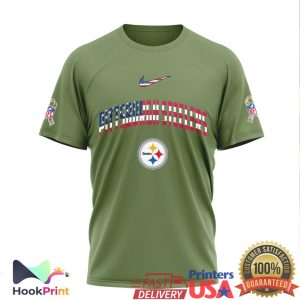 Pittsburgh Steelers Snoopy 250th Anniversary USA Military Green T Shirt