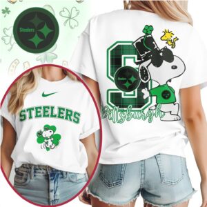 Pittsburgh Steelers Snoopy Shamrock Green St Patricks Day NFL Football T Shirt