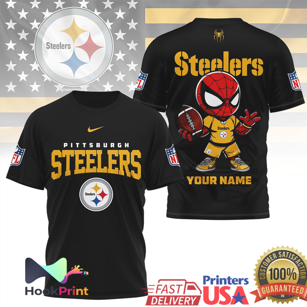 Pittsburgh Steelers Spider Man Custom Name Mascot NFL Football T Shirt Pittsburgh Steelers Spider Man Custom Name Mascot NFL Football T Shirt