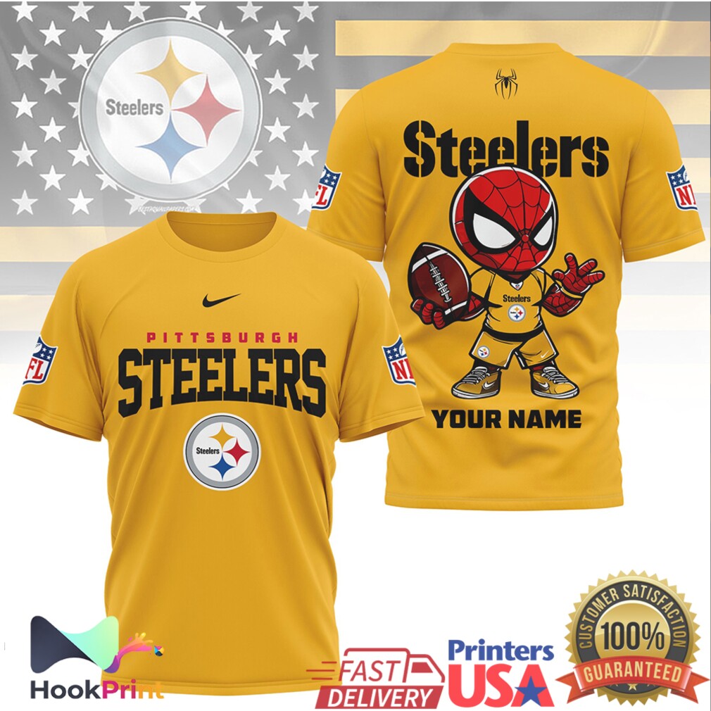 Pittsburgh Steelers Spider Man Custom Name Mascot NFL Football T Shirt Pittsburgh Steelers Spider Man Custom Name Mascot NFL Football T Shirt