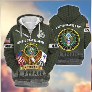 Proudly Served United States Army Veteran Eagle Emblem 3D Hoodie