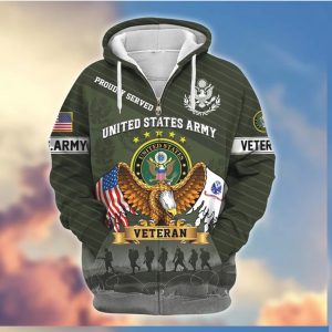 Proudly Served United States Army Veteran Eagle Emblem 3D Hoodie
