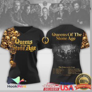 Queens of the Stone Age The Catacombs Tour Gold Skull Shirt Queens of the Stone Age The Catacombs Tour Gold Skull Shirt