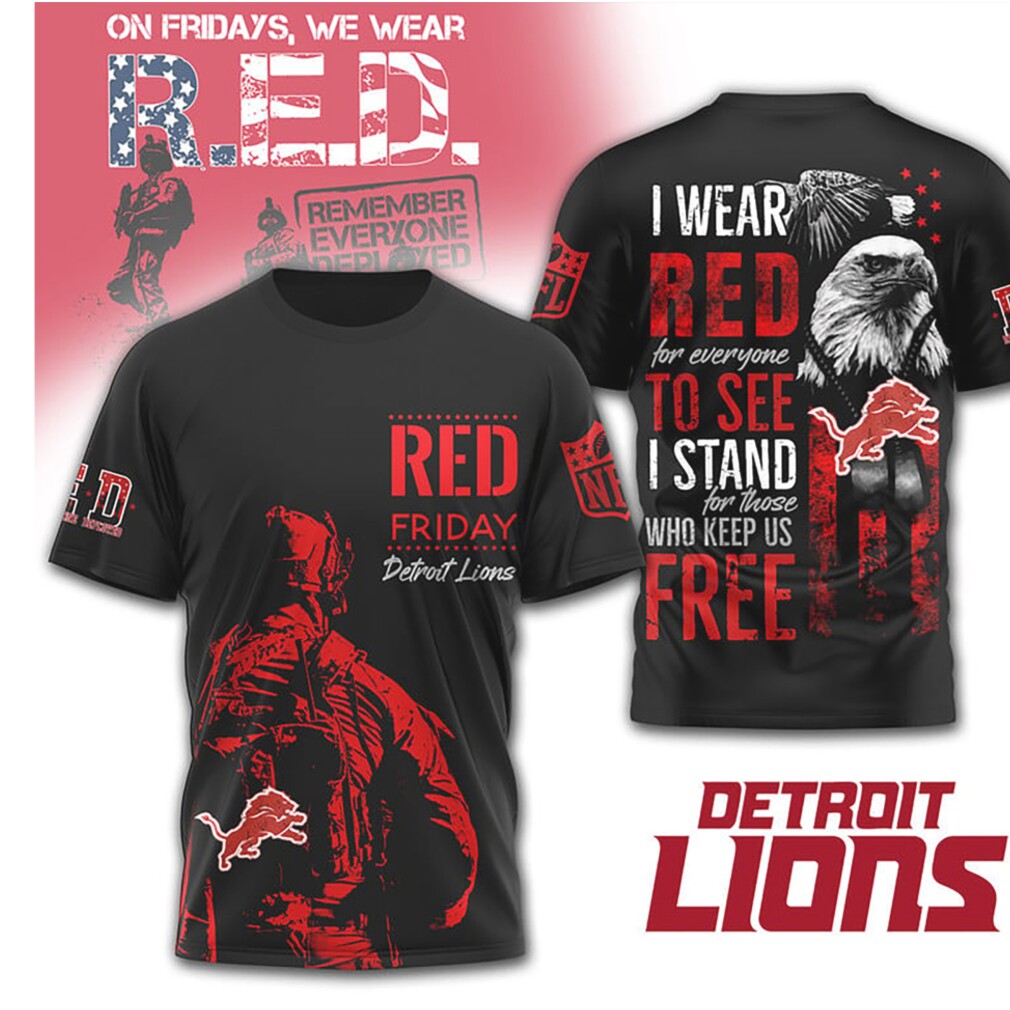R.E.D. Friday Detroit Lions Military Appreciation Soldier Eagle Design T Shirt R.E.D. Friday Detroit Lions Military Appreciation Soldier Eagle Design T Shirt