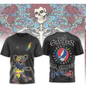 Real Grandpas Listen To Grateful Dead Psychedelic Dancing Bear Galaxy Shirt