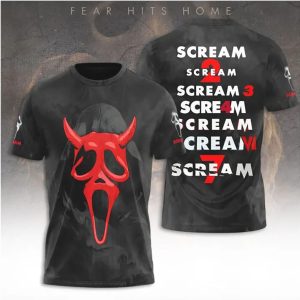 Red Devil Ghostface Scream Movie Franchise Evolution T Shirt