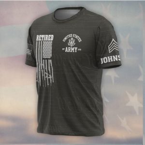 Retired But Still Ready America 250 Army Rifle Flag Graphic Shirt