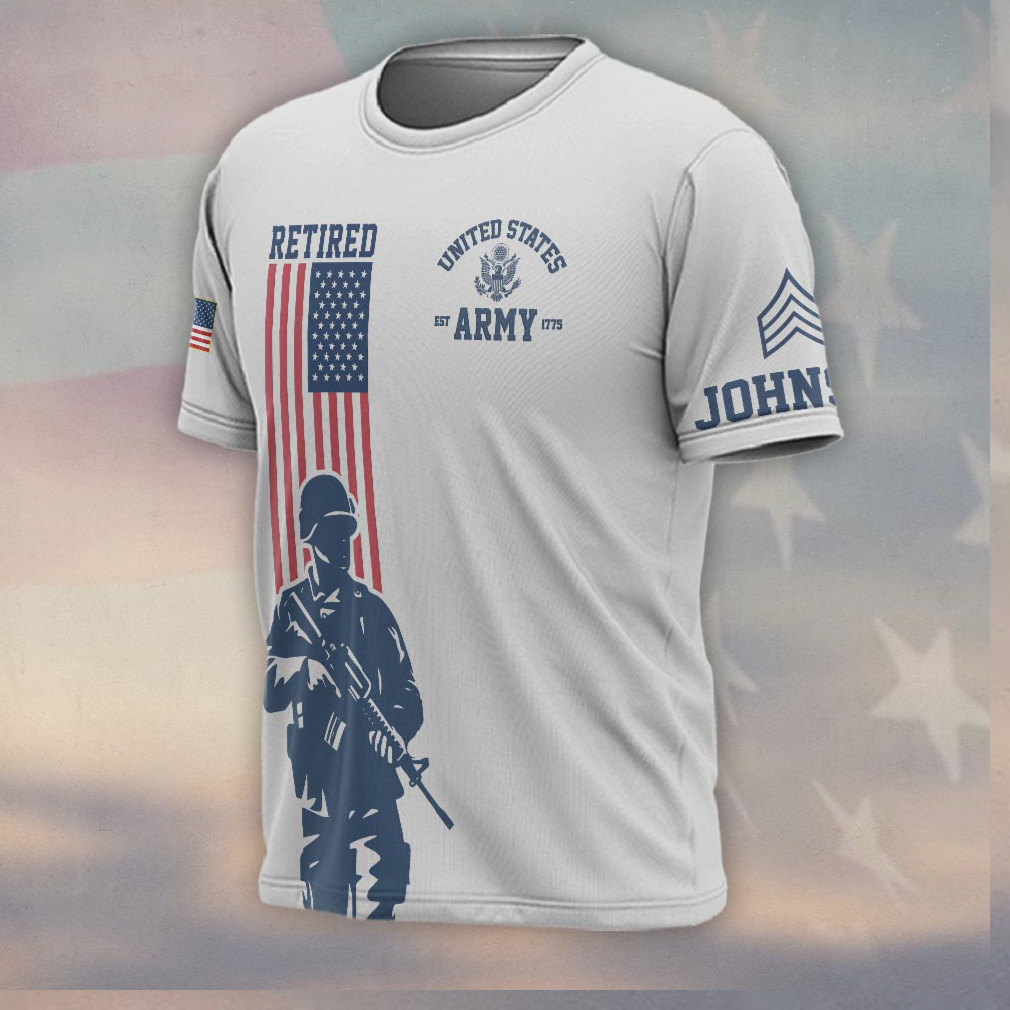 Retired US Army America 250 Years Custom Name Soldier Shirt Retired US Army America 250 Years Custom Name Soldier Shirt