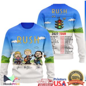 Rush Band Peanuts Charlie Brown 50th Anniversary 2027 World Tour Shirt