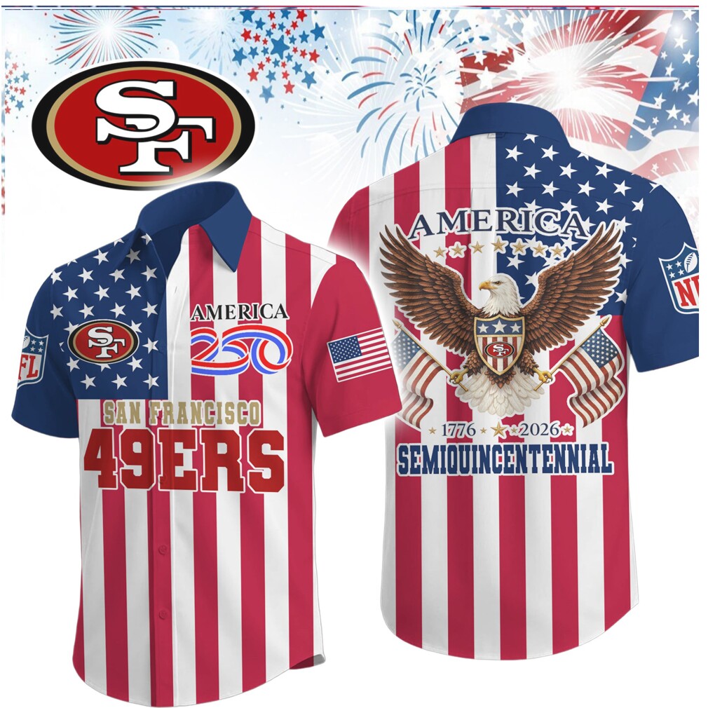 San Francisco 49ers America 250th Anniversary Semiquincentennial Patriot Eagle Button Up Shirt San Francisco 49ers America 250th Anniversary Semiquincentennial Patriot Eagle Button Up Shirt