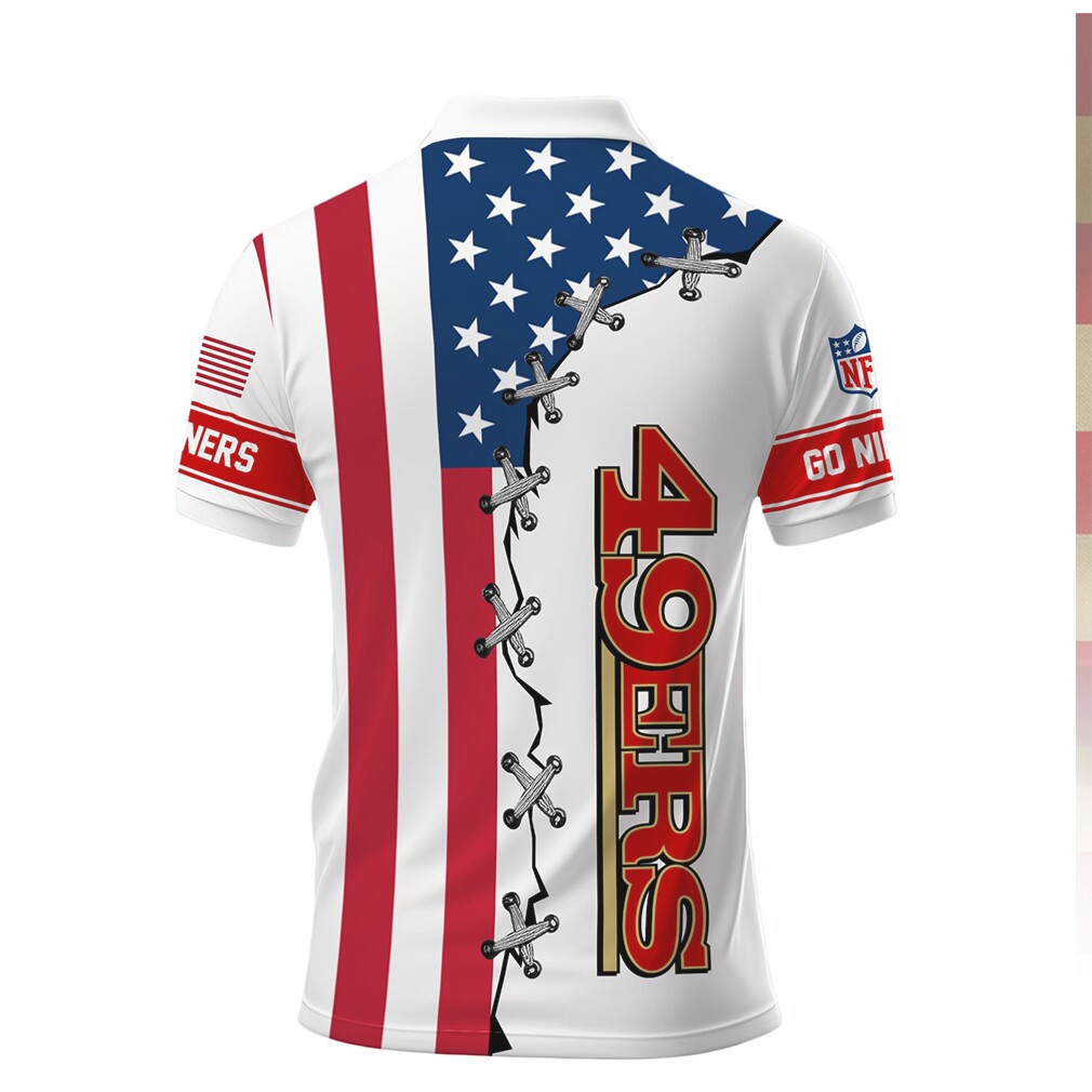 San Francisco 49ers American Flag Laced Style Polo Shirt San Francisco 49ers American Flag Laced Style Polo Shirt