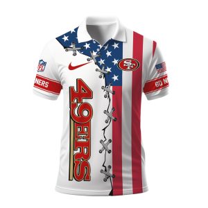 San Francisco 49ers American Flag Laced Style Polo Shirt