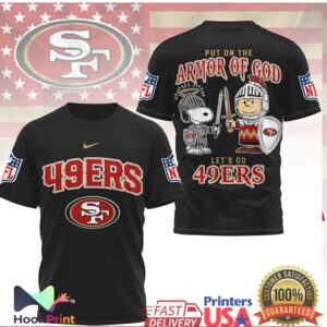 San Francisco 49ers Armor Of God Snoopy Charlie Brown Sports Shirt