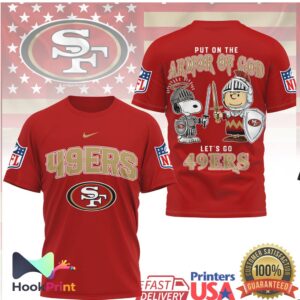 San Francisco 49ers Armor Of God Snoopy Charlie Brown Sports Shirt